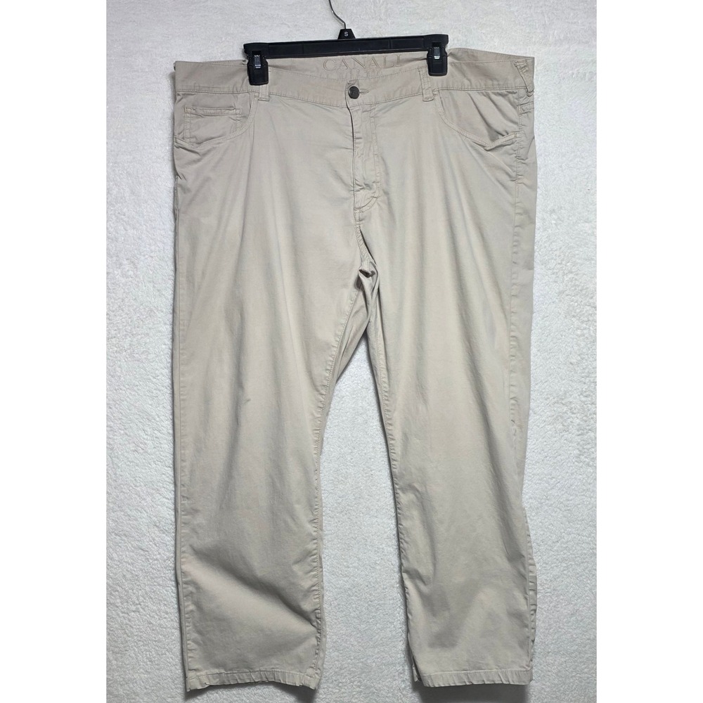 Canali 1934 Men's Beige Cotton Silk Five Pocket Trousers Made in Italy 42x26